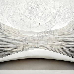 球体抽象建筑背景，白色圆形建筑