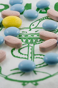 医学概念，西班牙白色背景绿色药房的普遍象征