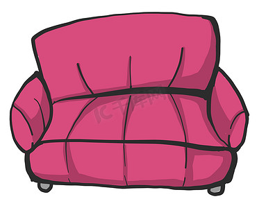 粉色沙发，插图，白色背景矢量