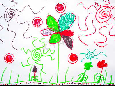 行星艺术摄影照片_儿童画 花朵 太阳 许多行星