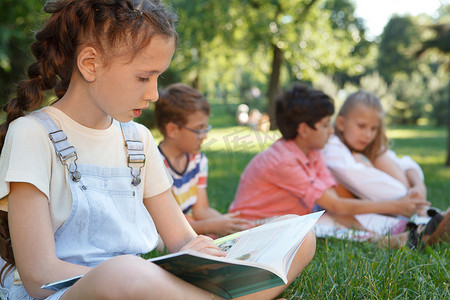 孩子们在公园里户外学习