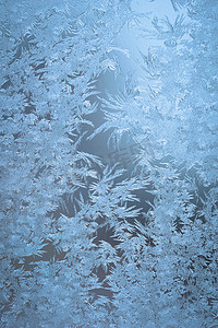 冬天窗户背景摄影照片_冰冷的玻璃自然图案