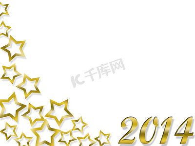 金色华丽横幅摄影照片_金色星星 - 2014 年新年快乐