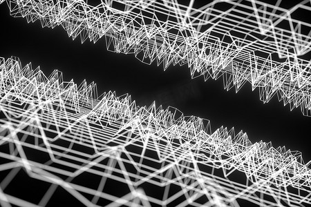 抽象不均匀的背景、片段和线条，3D 渲染。