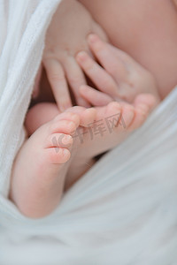 新生婴儿脚的照片，软焦点。