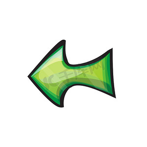 用于 ui、应用程序、游戏的绿色左抽象箭头符号。