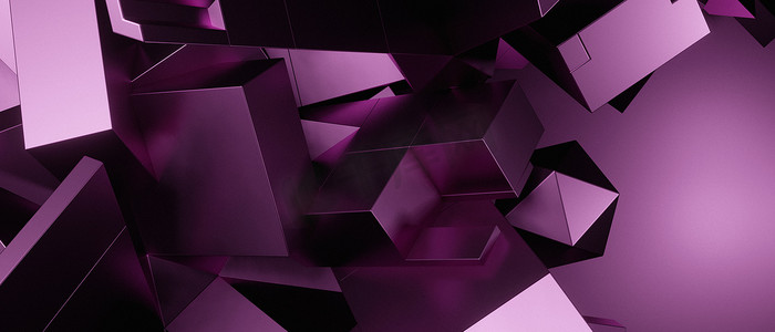 宝石闪耀摄影照片_抽象闪耀几何混沌时尚未来派紫色紫罗兰横幅背景 3D 渲染