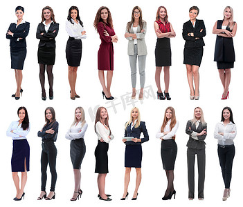 在完全 growth.collage 的一群成功的年轻商业女性。