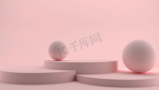 空间平台摄影照片_圆形讲台、基座或平台，用于产品展示的粉红色背景