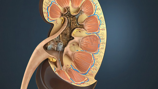 人含肾脏摄影照片_肾结石治疗。