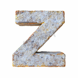 带有金色金属颗粒的石头 Letter Z 3D