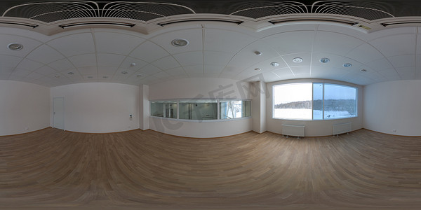 360度摄影照片_工业建筑空小办公室等距投影的无缝全球面 360 度全景