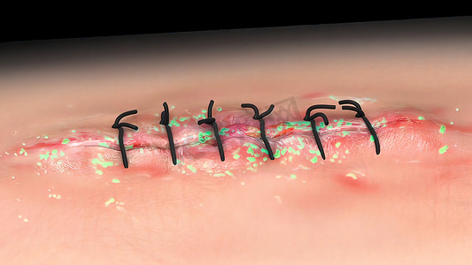 当细菌进入皮肤破损处时，就会发生伤口感染