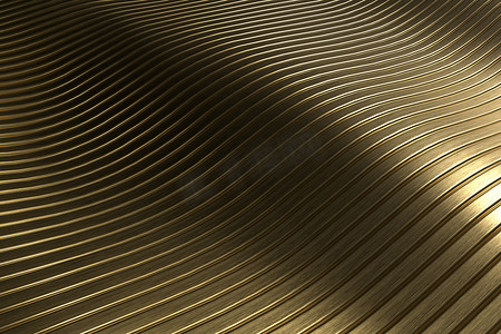 特写抽象金色条纹切片波浪背景。
