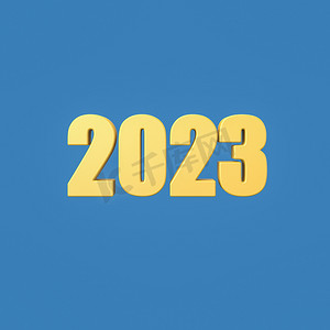 蓝色背景上的 2023 年数字文本