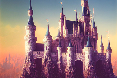 欧洲3摄影照片_3D插图数字艺术幻想城堡壁纸。