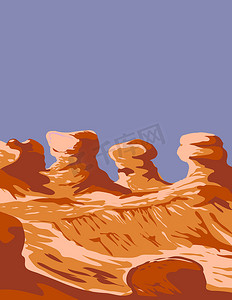 Goblin Valley State Park Hoodoos Rock Pinnacles in Green River UTA USA WPA 海报艺术