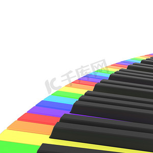 键盘黑色摄影照片_彩虹色的钢琴键盘
