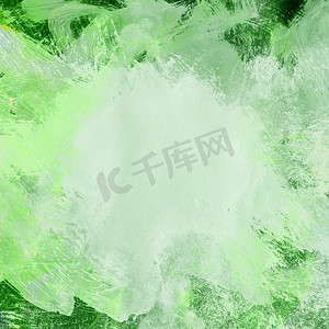 绿色手绘水粉抽象纹理框架。