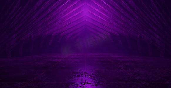 幻想反乌托邦亮紫色激光图形横幅背景壁纸 3D 插图