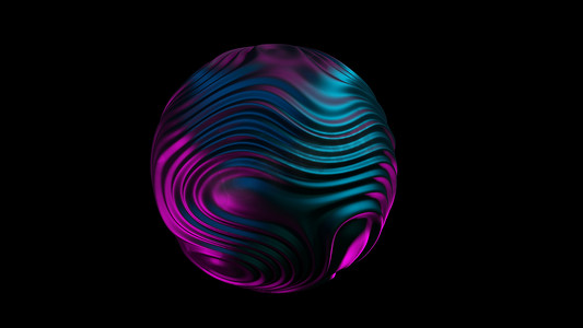 液体球体 3d 蓝色紫色光插图。