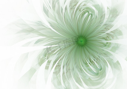 绿色花朵海报摄影照片_绿色柔和的分形花朵计算机生成图像，用于徽标、设计概念、网页、印刷品、海报。