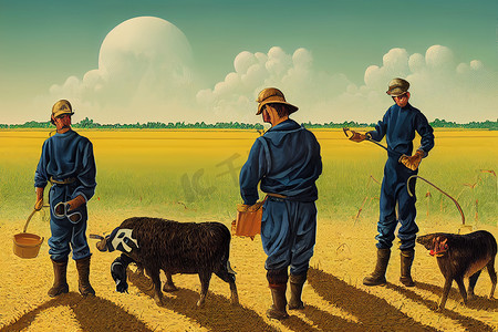 农业技术员，卡通插图