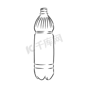 矢量单草图塑料瓶水。