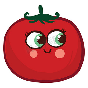 快乐番茄，插图，白色背景矢量