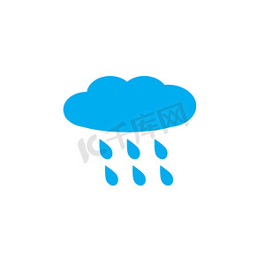 天气的符号摄影照片_雨，白色背景上的雨天。