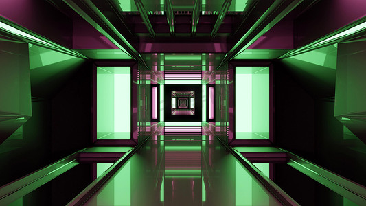 4K 超高清绿色隧道的 3D 插图