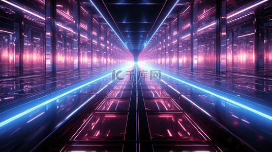 蓝紫色光效科技空间三维空间背景