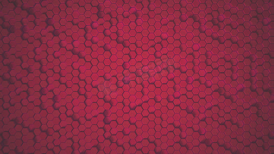 抽象六边形红色几何表面环 5 黑色：深午夜黑色中的深色最小六边形网格图案动画。