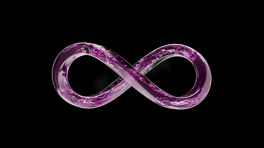 3d 渲染玻璃无限在粉红色液体中，泡沫与 alpha 通道