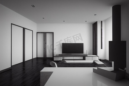 极简主义家居室内背景，3D 渲染