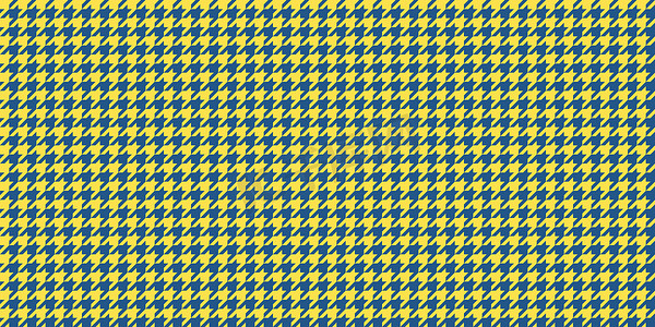 黄色蓝色无缝千鸟格图案背景。
