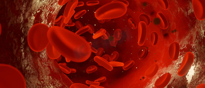 红色横幅模板摄影照片_3d 红色流血细胞横幅。 