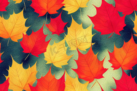 抽象油漆飞溅的老式无缝水彩图案，秋天