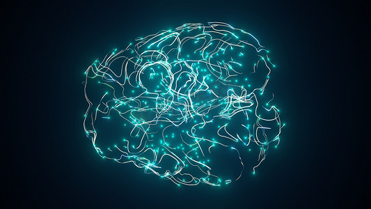 使用粒子 3d 渲染的全息图大脑活动可视化