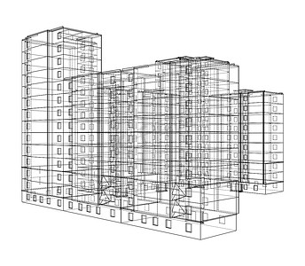 多层建筑的线框模型