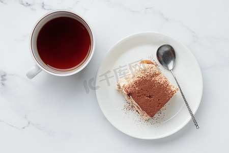 马斯卡彭摄影照片_自创提拉米苏蛋糕甜点片断