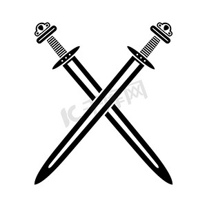 维京人的两把交叉的剑。
