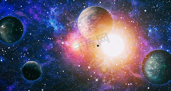 多彩的宇宙与星尘和银河。