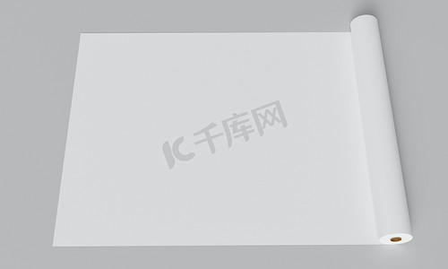 白色展开的纸卷，灰色背景上有空的空白副本空间。