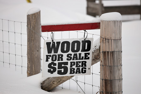 在乡村环境中出售的木柴标志