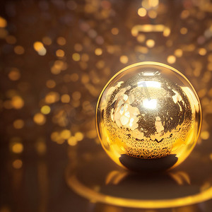 一个金色闪闪发光的球的抽象形象