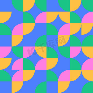 抽象粉色几何摄影照片_带半圆的现代矢量抽象无缝几何图案