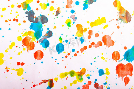 抽象多彩水彩垃圾画笔描边集。