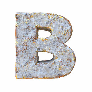 石头与金色金属颗粒字母 B 3D