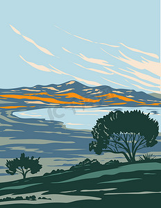 羚羊岛州立公园位于羚羊岛大盐湖犹他州美国 WPA 海报艺术